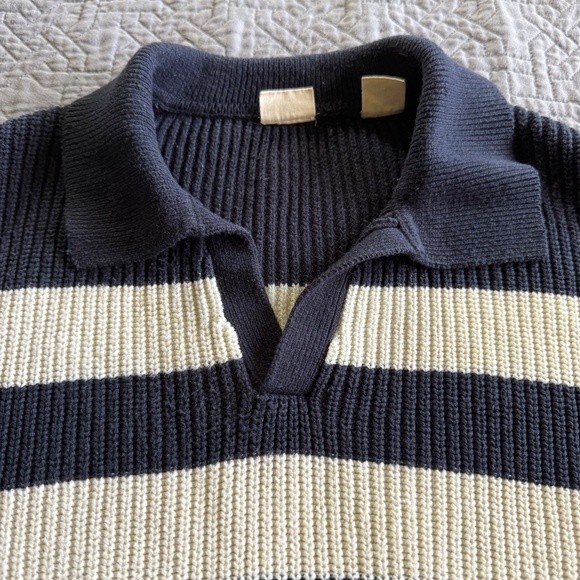 Levi's Eve Bold Block Stripe Sweater Navy Cream Size Medium Preppy - Picture 4 of 10